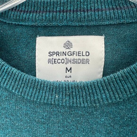 Springfield Recosnsider men’s blue green color block cotton sweater - Picture 5 of 8